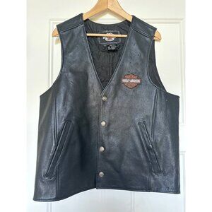 Harley Davidson Leather Vest‎ Mens Large Fallen Heroes Snap HOG Patches America